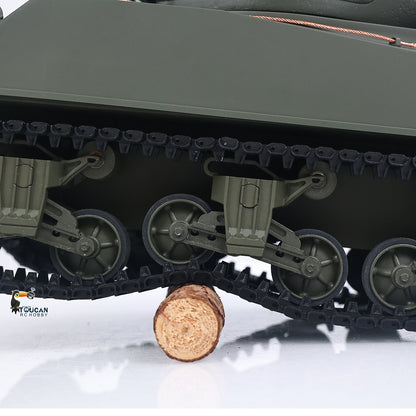 In Stock Large Hatch 1/16 Remote Control Tank Sherman M4A3 Infrared System Barrel Elevation Smoke Unit Metal Chassis Gearbox 360 Degrees Turret