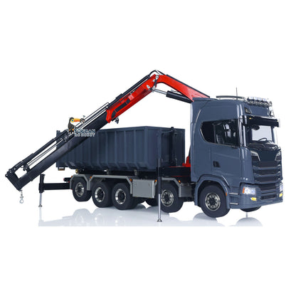 1/14 RC Hydraulic Full Dump Truck Crane 770S Metal 10x10 Remote Control Roll on off Tipper 3Speed RTR Model Car Frsky XE Radio