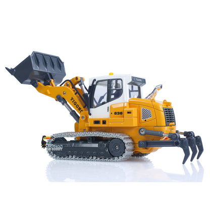 Fast Free Shipping 1:50 RC Electric Lifting Tracked Loader LR636 2.4G Construction Vehicle Metal Bucket Tracks Ripper RTR Model Light Sound Battery
