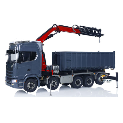 1/14 RC Hydraulic Full Dump Truck Crane 770S Metal 10x10 Remote Control Roll on off Tipper 3Speed RTR Model Car Frsky XE Radio