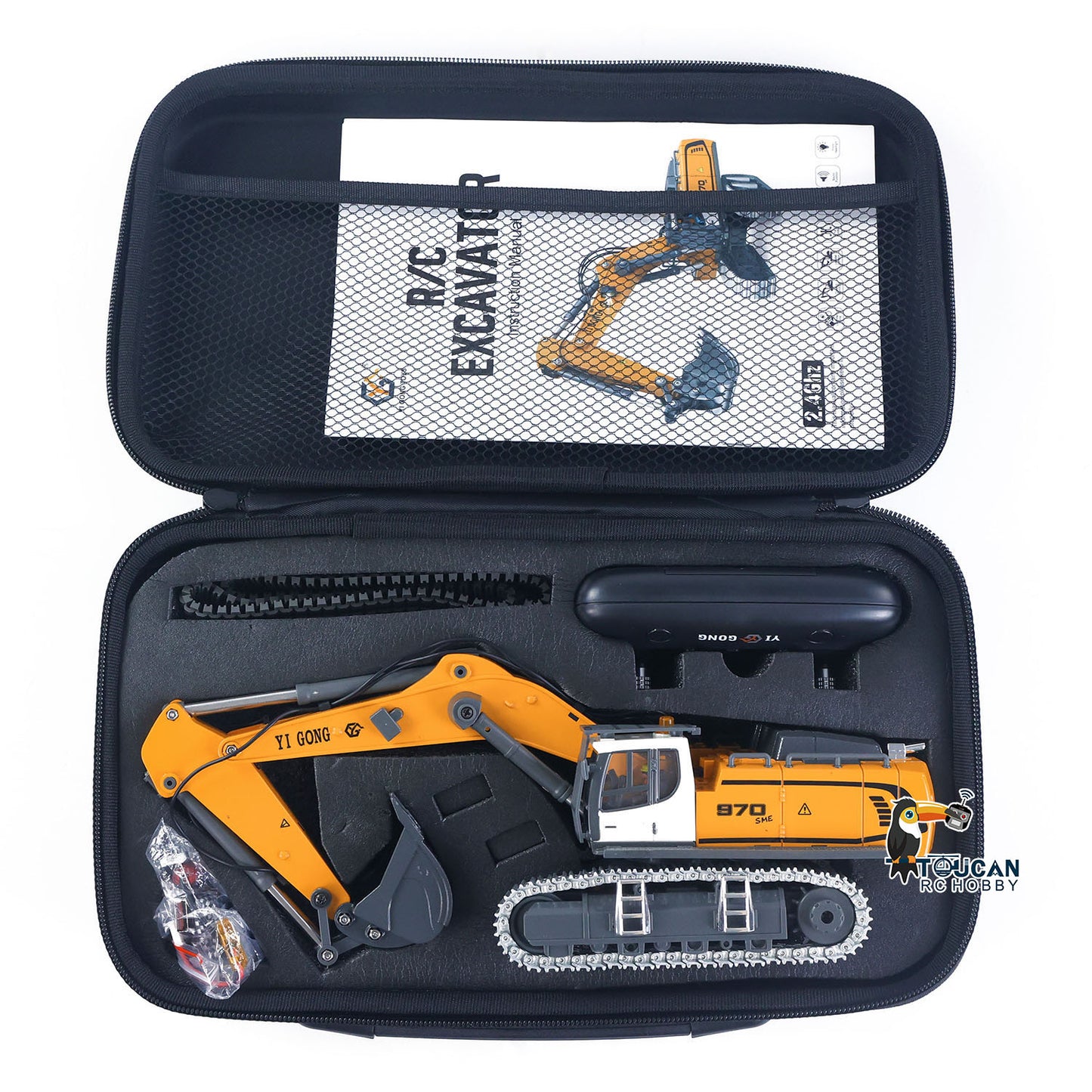 US Stock 1/50 RC Excavator K970 Engineering Vehicle Remote Control Electric Lifting Digger Metal Bucket Tracks Light Sound RTR Battery