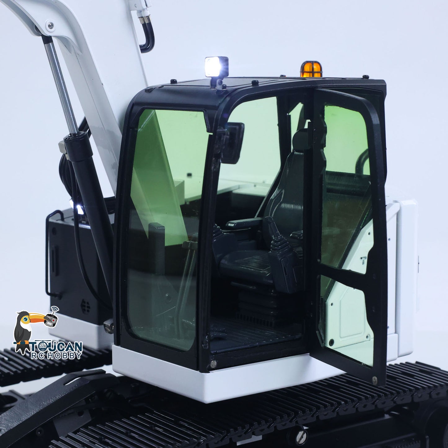 Metal 1/14 Remote Control Hydraulic Excavator C308 3 Valve 2Arms RC Digger Engineering Vehicle Flysky ST8 Radio Light Coupler