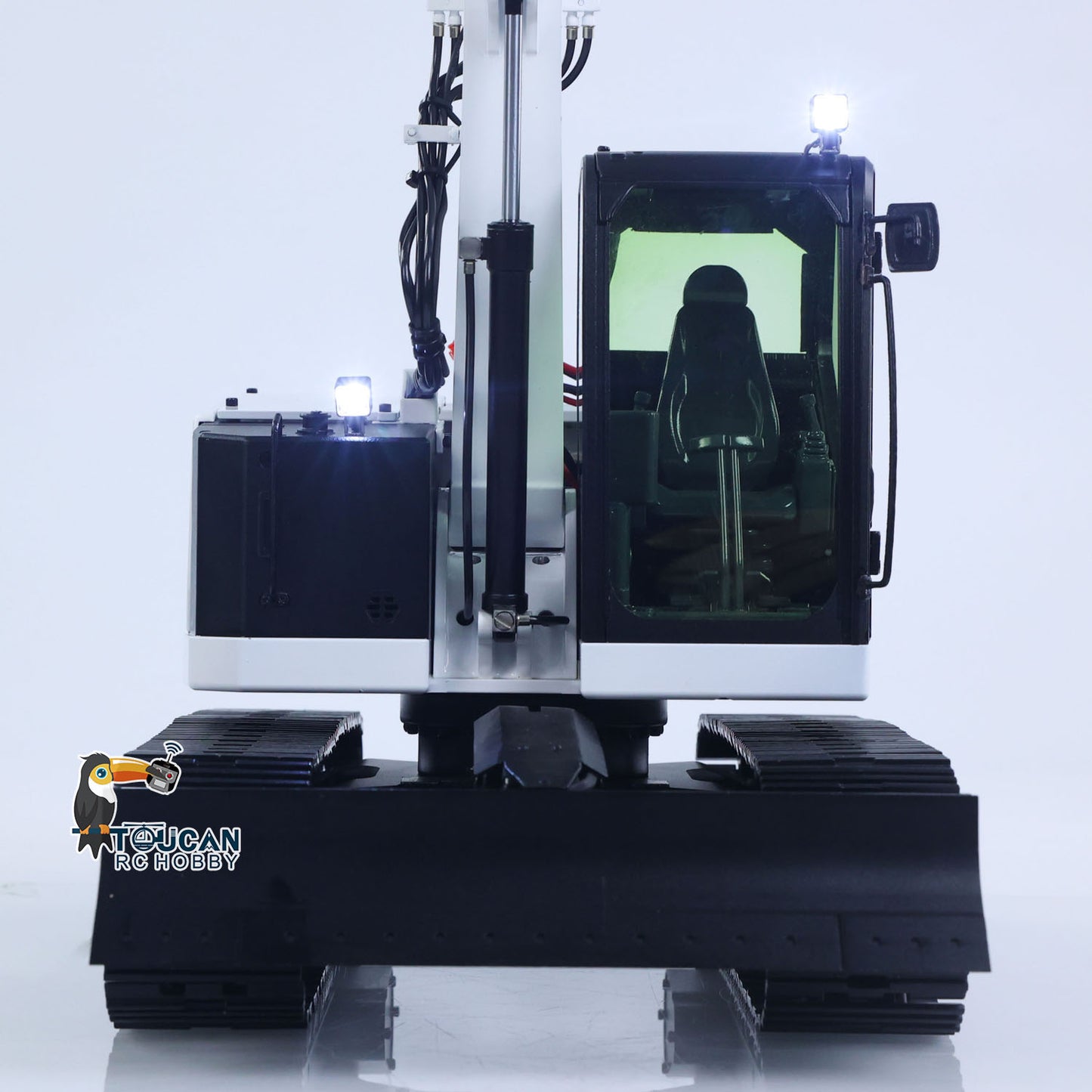 Metal 1/14 Remote Control Hydraulic Excavator C308 3 Valve 2Arms RC Digger Engineering Vehicle Flysky ST8 Radio Light Coupler