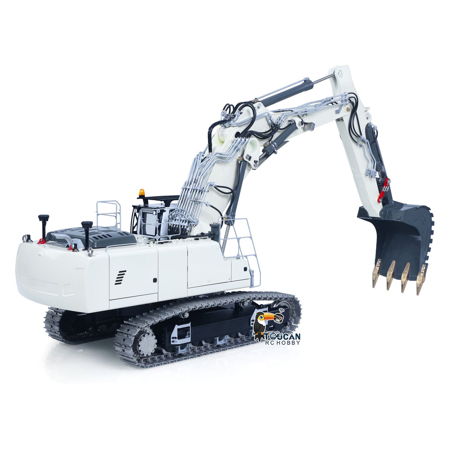 LESU LR956 1/14 Metal RC Excavator B0040 3-arm Hydraulic Digger Brushless Motor Lighting System Dual-Pump Electronic Display Screen for Hobbyists
