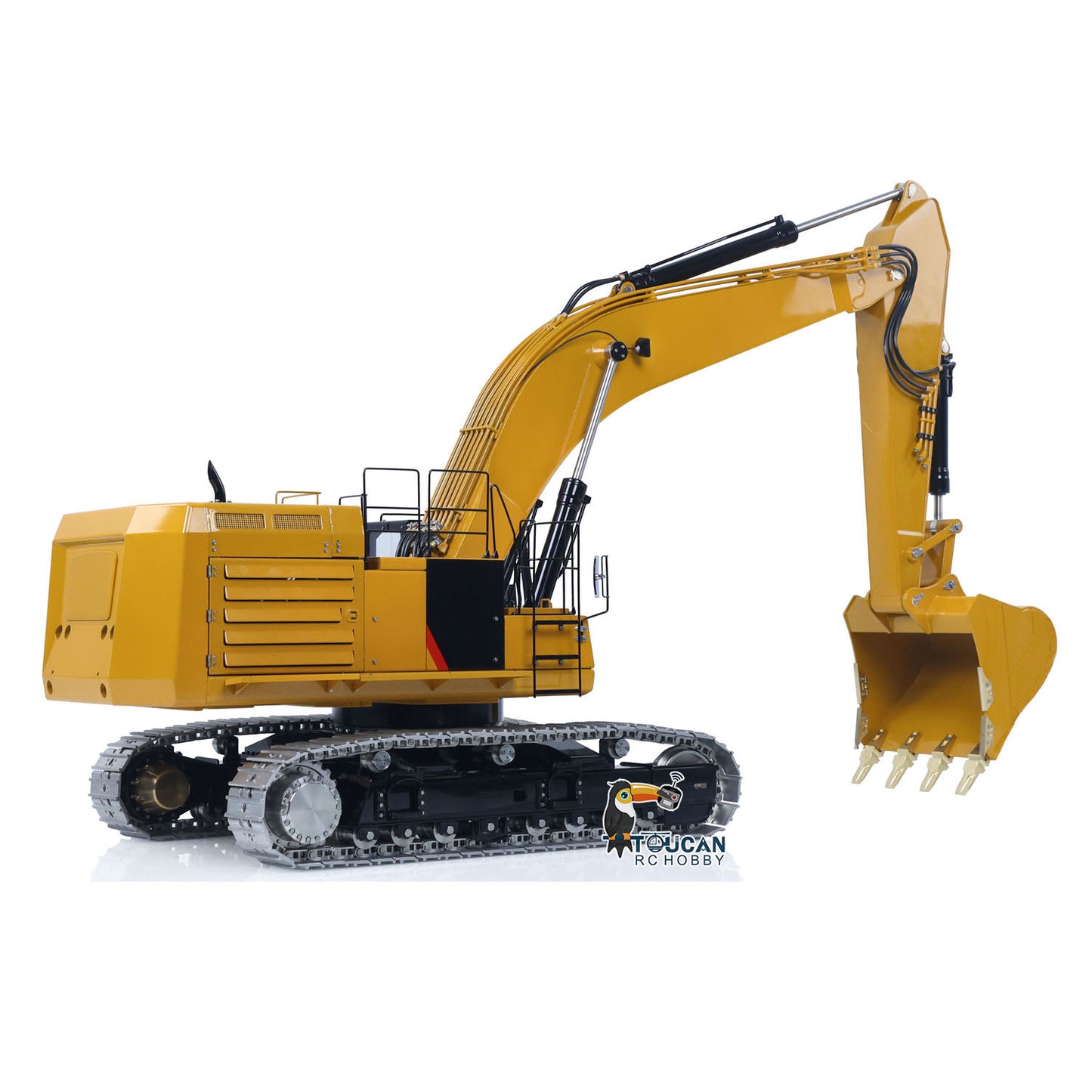 LESU 1/14 Metal RC Excavator 374F Remote Control Hydraulic Digger Model Construction Vehicle Protective Fences Hydraulic Quick Coupler Bucket Trailer Crusher  Hammer DIY Parts Lights Motor