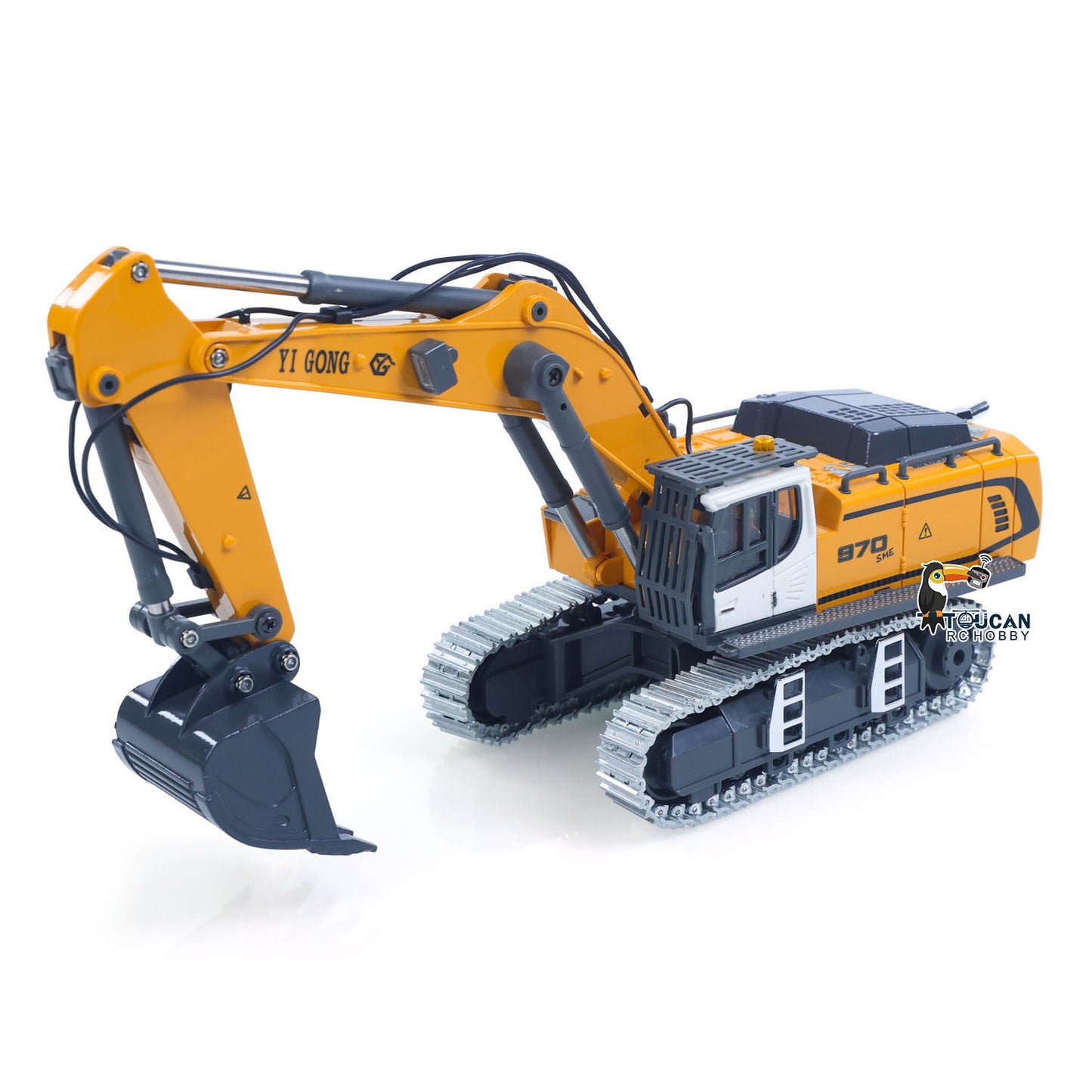 In Stock 1/50 Plastic RC Excavator K970 Mini Electric Lifting Digger Toy RTR Metal Tracks Bucket N20S Motor Lights Sound Remote Control Battery Collectible