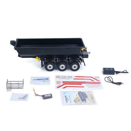 Pre-order US Stock Kabolite 1/14 Metal Remote Control 3Axles Electric Lifting Semi Trailer Dumper for RC Tractor Truck SC 770S 100 Battery Charger