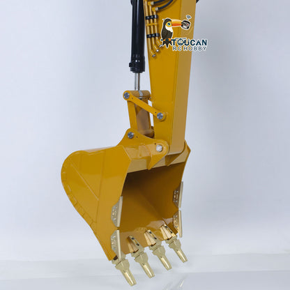 LESU 1/14 Metal RC Excavator 374F Remote Control Hydraulic Digger Model Construction Vehicle Protective Fences Hydraulic Quick Coupler Bucket Trailer Crusher  Hammer DIY Parts Lights Motor