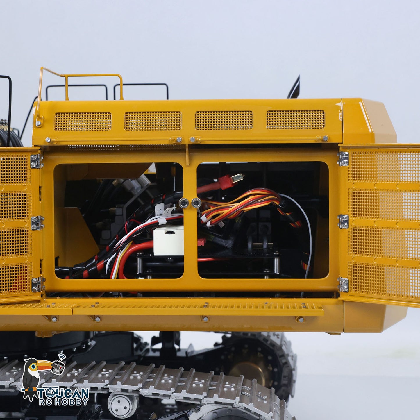 LESU 1/14 Metal RC Excavator 374F Remote Control Hydraulic Digger Model Construction Vehicle Protective Fences Hydraulic Quick Coupler Bucket Trailer Crusher  Hammer DIY Parts Lights Motor