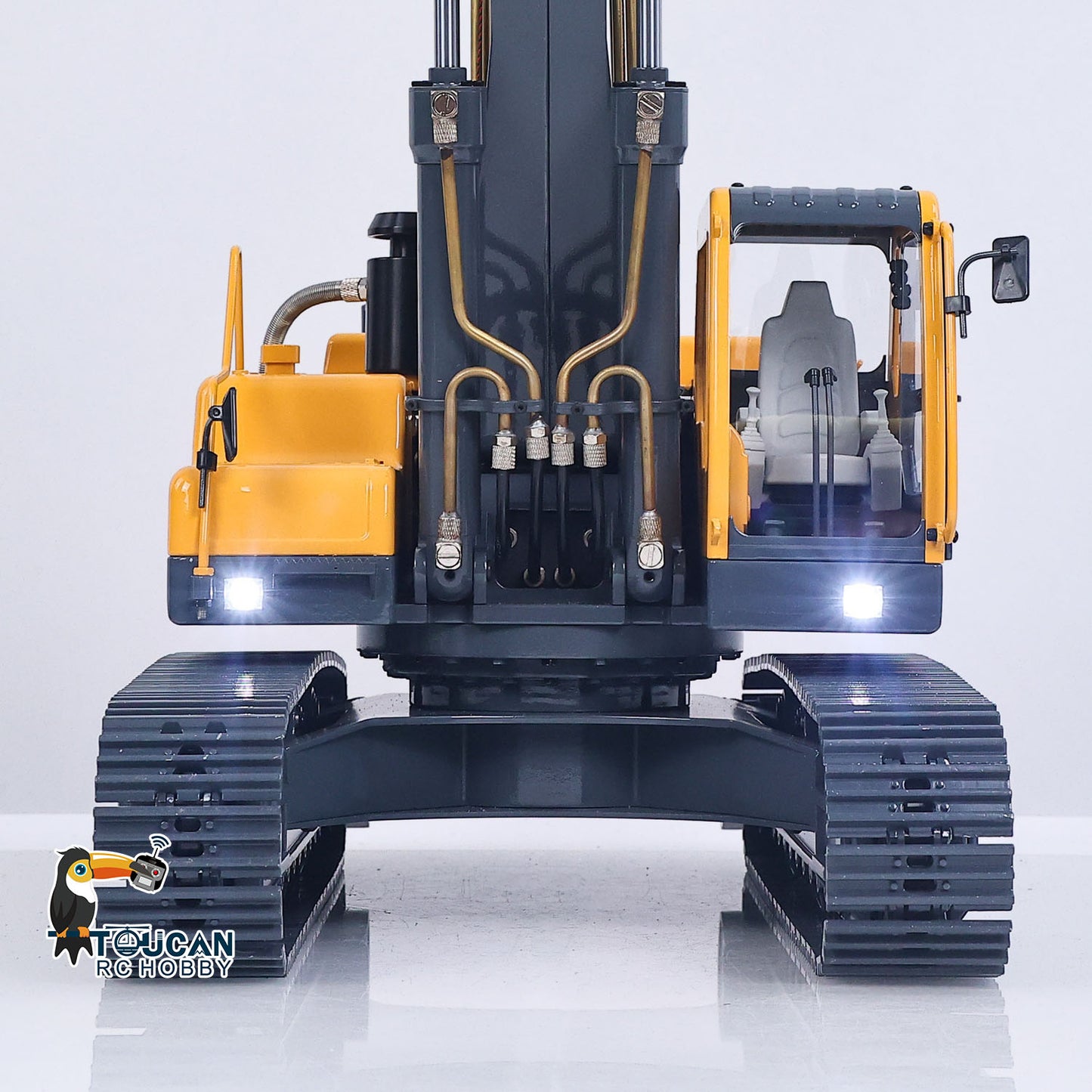 JDM V2 1/14 Metal RC Digger Radio Control 3CH/6CH Hydraulic Excavator Construction Vehicles Sound Light Module FlySky PL18 ESC Servo Motor