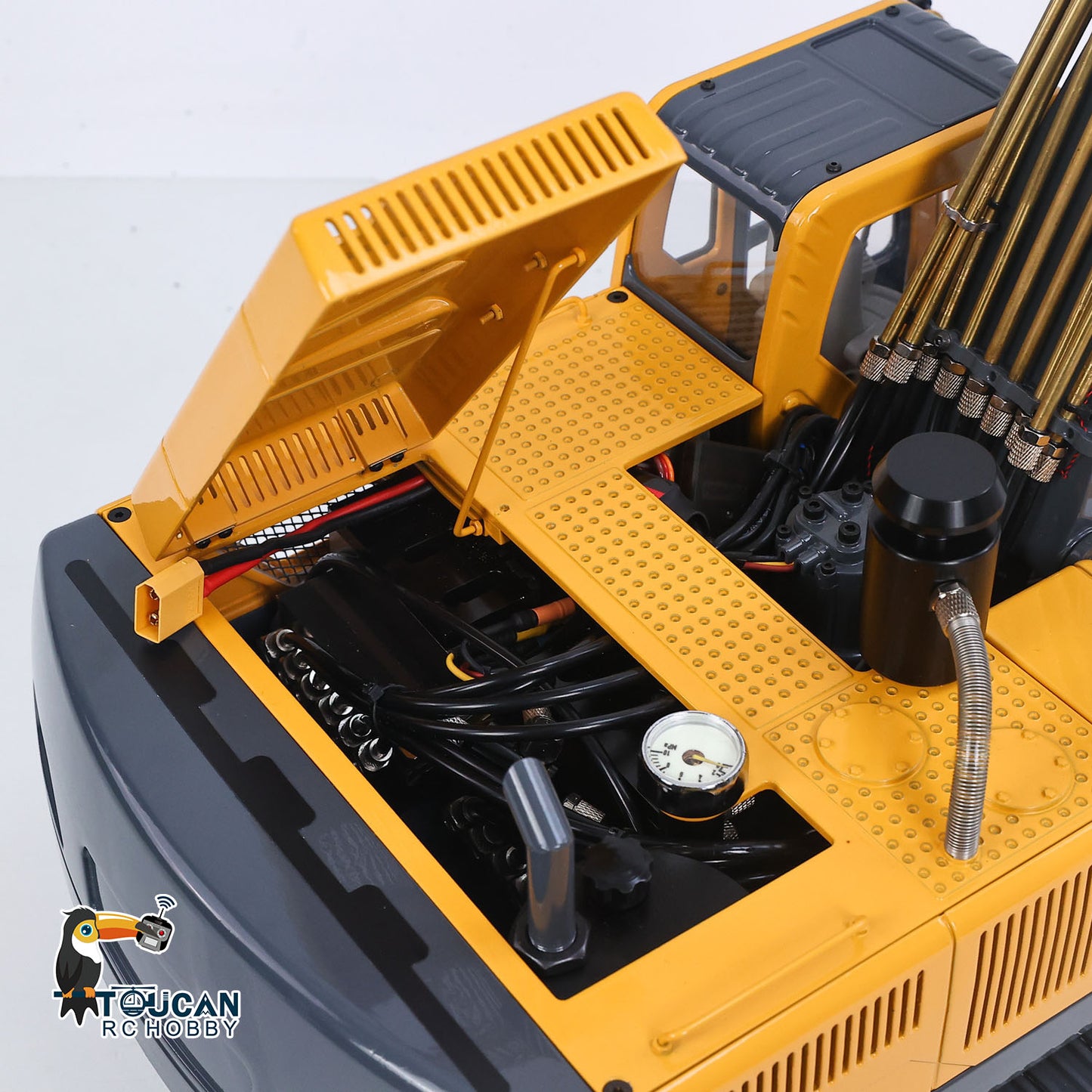 JDM V2 1/14 Metal RC Digger Radio Control 3CH/6CH Hydraulic Excavator Construction Vehicles Sound Light Module FlySky PL18 ESC Servo Motor