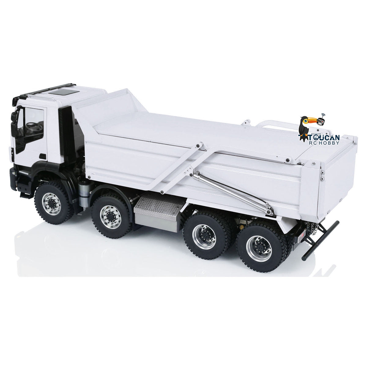 TOUCAN RC HOBBY MODOModel Metal 1/14 8x4 RC Tipper Truck Remote Control Hydraulic Dumper Lorry Vehicle Model Flip-over Cover 2speed Transmission LED Lights Sound System