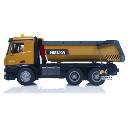 US Stock HUINA 1/14 Electric RC Dump Truck 573 Remote Control Tipper Model Vehicle Flowing Water Light Sound Effect 2.4G Radio Battery