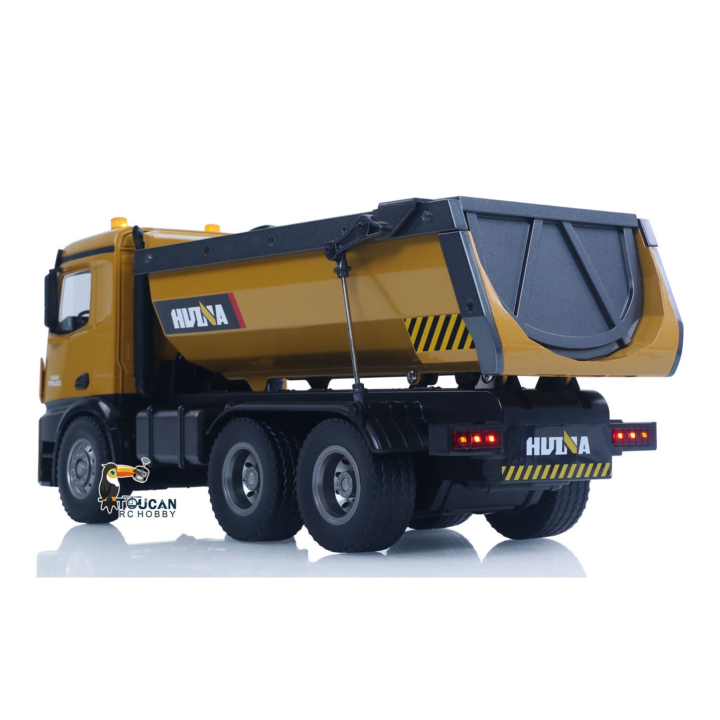 US Stock HUINA 1/14 Electric RC Dump Truck 573 Remote Control Tipper Model Vehicle Flowing Water Light Sound Effect 2.4G Radio Battery
