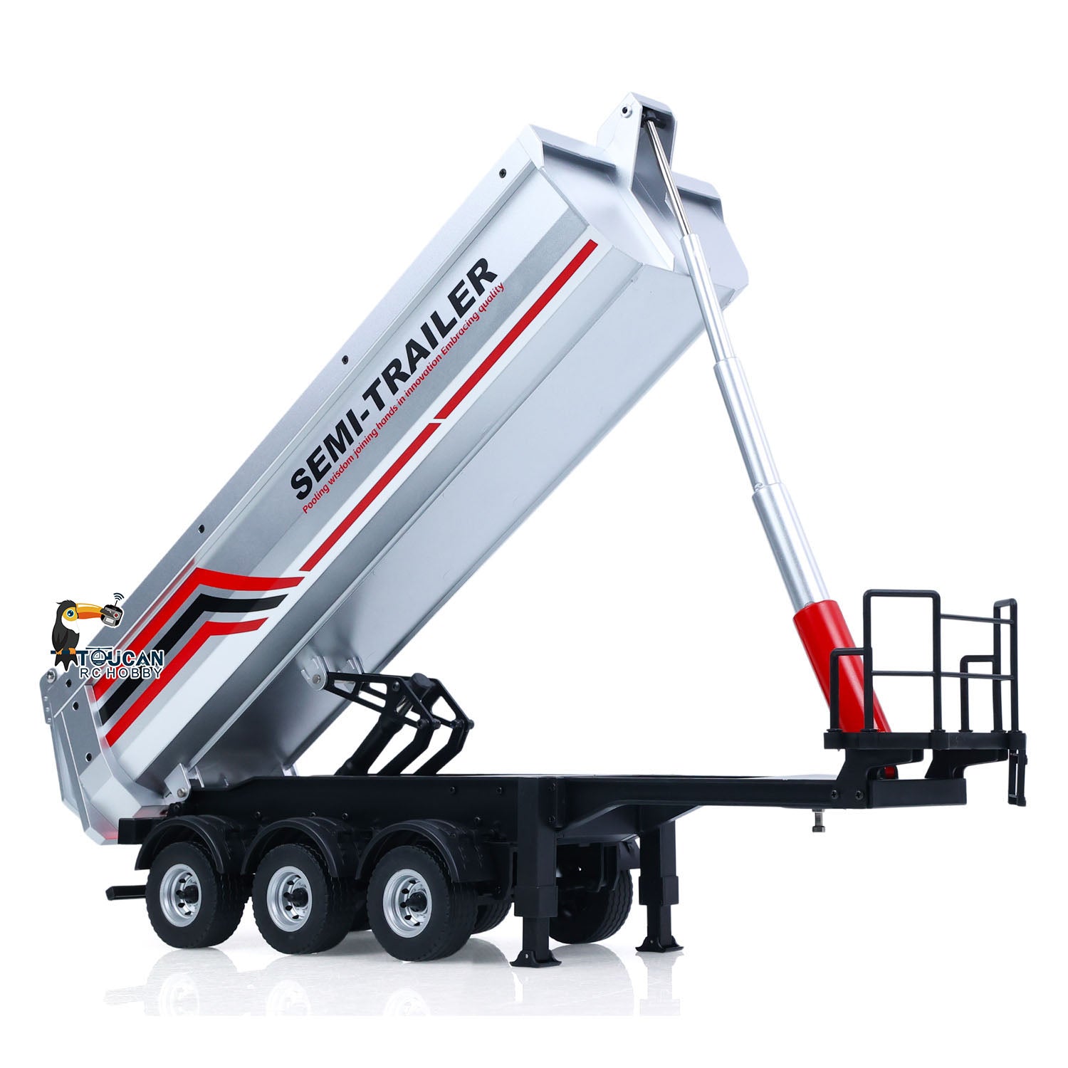 Huina 1509 ダンプトレーラー 銀 TOUCAN RC HOBBY HUINA 1/18 Electric Lifting Remote Control Semi Dump T