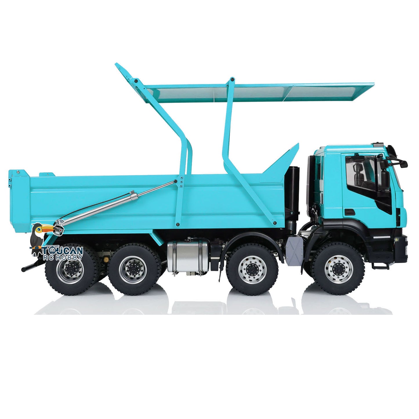 Metal 1/14 8x4 Hydraulic Flip-over Cover RC Tipper Truck Remote Control Dump Car LED Lights Sound System Assembled Painted