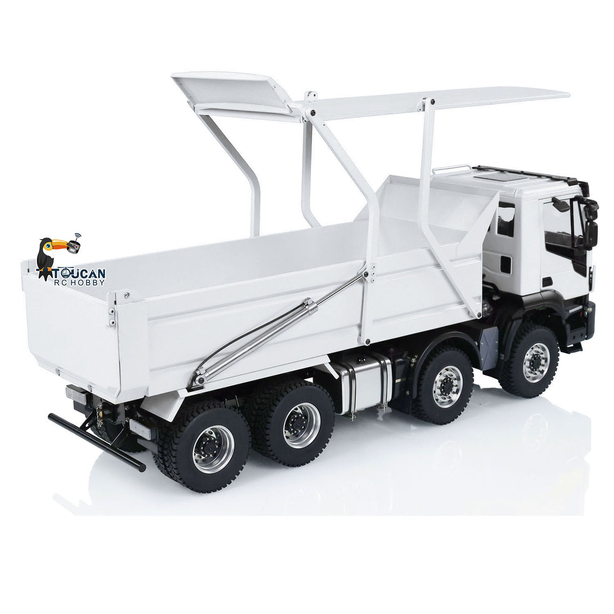 TOUCAN RC HOBBY MODOModel Metal 1/14 8x4 RC Tipper Truck Remote Control Hydraulic Dumper Lorry Vehicle Model Flip-over Cover 2speed Transmission LED Lights Sound System