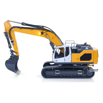 XDRC 1/14 Full Metal RC Excavator 945 Remote Control Tracked Hydraulic Construction Vehicles Trucks 5CH Reversing Valves PL18EV Radio Light Sound Quick Coupler Steel
