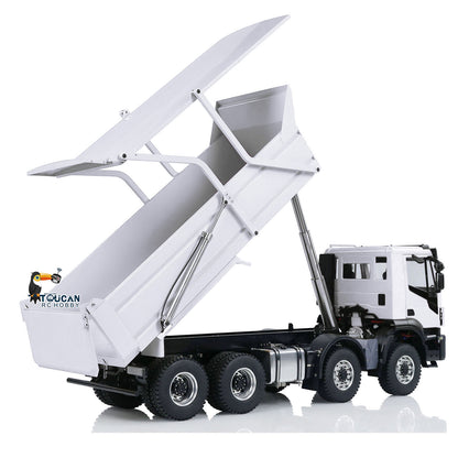 TOUCAN RC HOBBY MODOModel Metal 1/14 8x4 RC Tipper Truck Remote Control Hydraulic Dumper Lorry Vehicle Model Flip-over Cover 2speed Transmission LED Lights Sound System