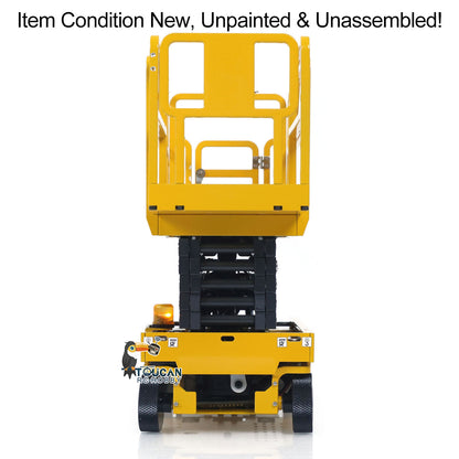 In Stock New Product CUT 1/14 Metal RC Hydraulic Scissor Lift Platform Kit Self-propelled Aerial Work Truck Industrial Model No Lights Sounds