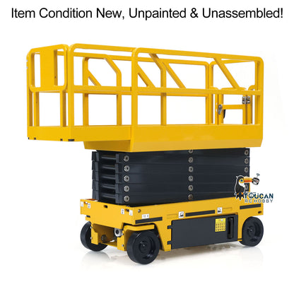 In Stock New Product CUT 1/14 Metal RC Hydraulic Scissor Lift Platform Kit Self-propelled Aerial Work Truck Industrial Model No Lights Sounds