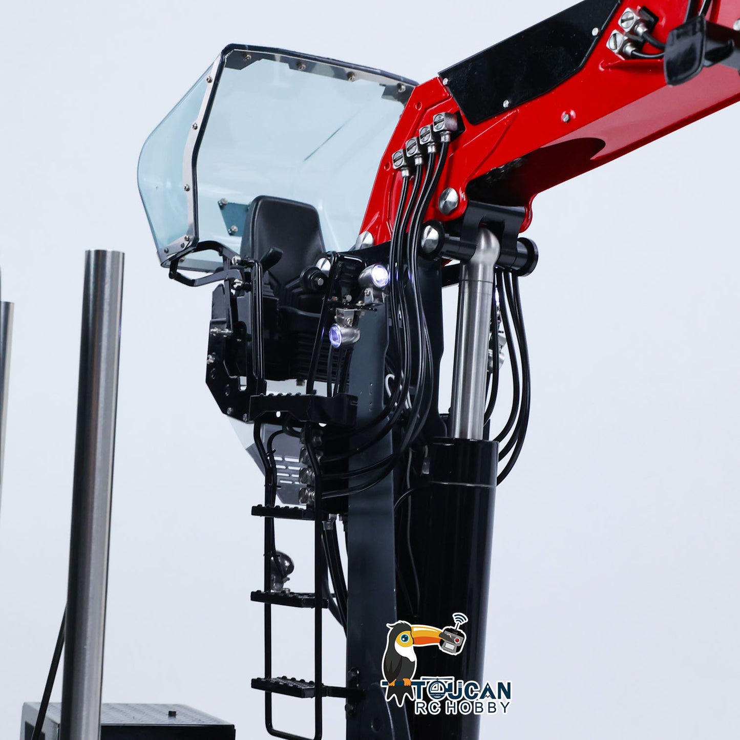 Toucan 1/14 6x6 RC Metal Tractor Truck 3-axle Hydraulic Crane Logging Trailer Light Sound Smoke System Customized Lorry Vehicle for Model Collector