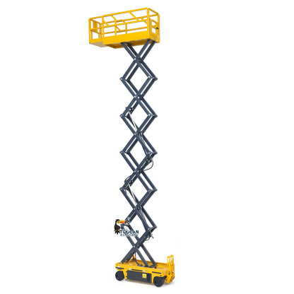 In Stock 1/14 CUT Metal RC Hydraulic Scissor Lift Platform Self-propelled Warning Light Remote Control Industrial Model Flysky I6S Radio