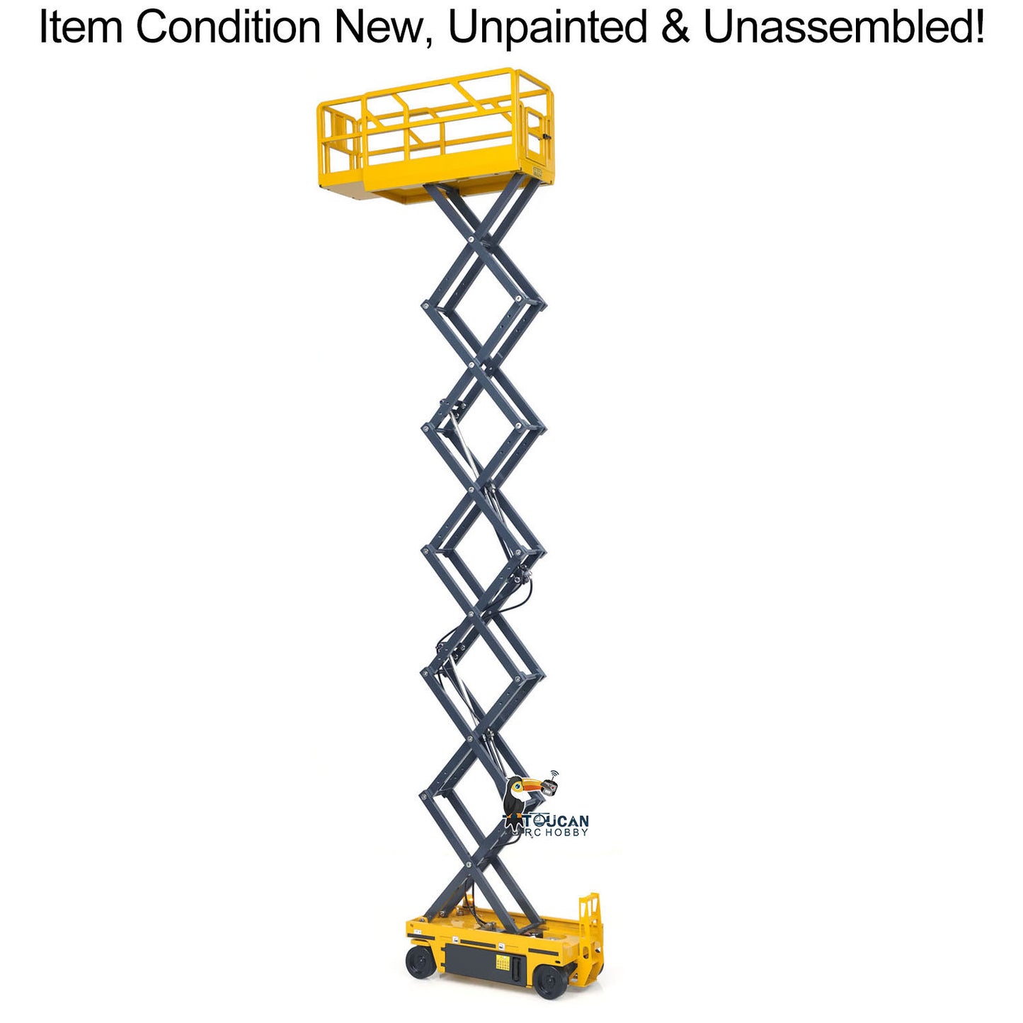 In Stock New Product CUT 1/14 Metal RC Hydraulic Scissor Lift Platform Kit Self-propelled Aerial Work Truck Industrial Model No Lights Sounds