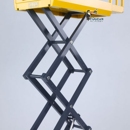 In Stock 1/14 CUT Metal RC Hydraulic Scissor Lift Platform Self-propelled Warning Light Remote Control Industrial Model Flysky I6S Radio
