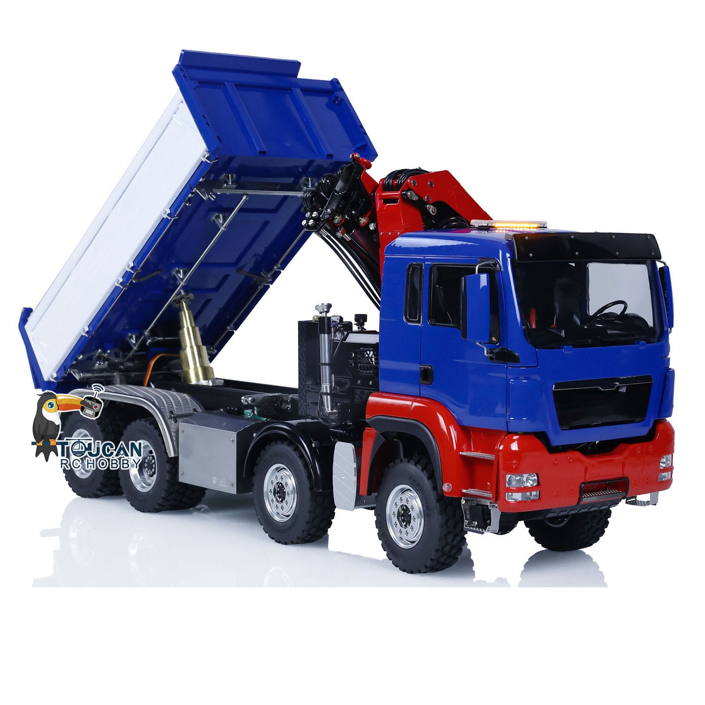 LESU Z0063 1/14 Metal Hydraulic 3 Ways RC Dump Truck with Crane 7CH Valve Paladin PL18EV Remote Controller 2 Speed Transmission Sound Light System