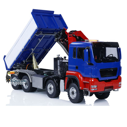 LESU Z0063 1/14 Metal Hydraulic 3 Ways RC Dump Truck with Crane 7CH Valve Paladin PL18EV Remote Controller 2 Speed Transmission Sound Light System