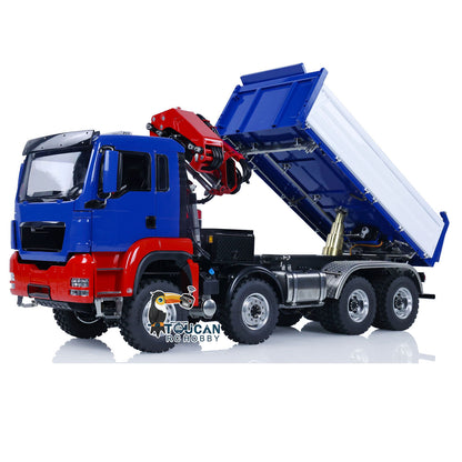 1/14 LESU 8X8 RC Hydraulic Crane Dump Truck Remote Control Dumper Car RTR Tipper Painted Assembled Hobby Models DIY