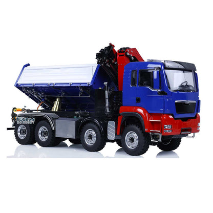 1/14 LESU 8X8 RC Hydraulic Crane Dump Truck Remote Control Dumper Car RTR Tipper Painted Assembled Hobby Models DIY