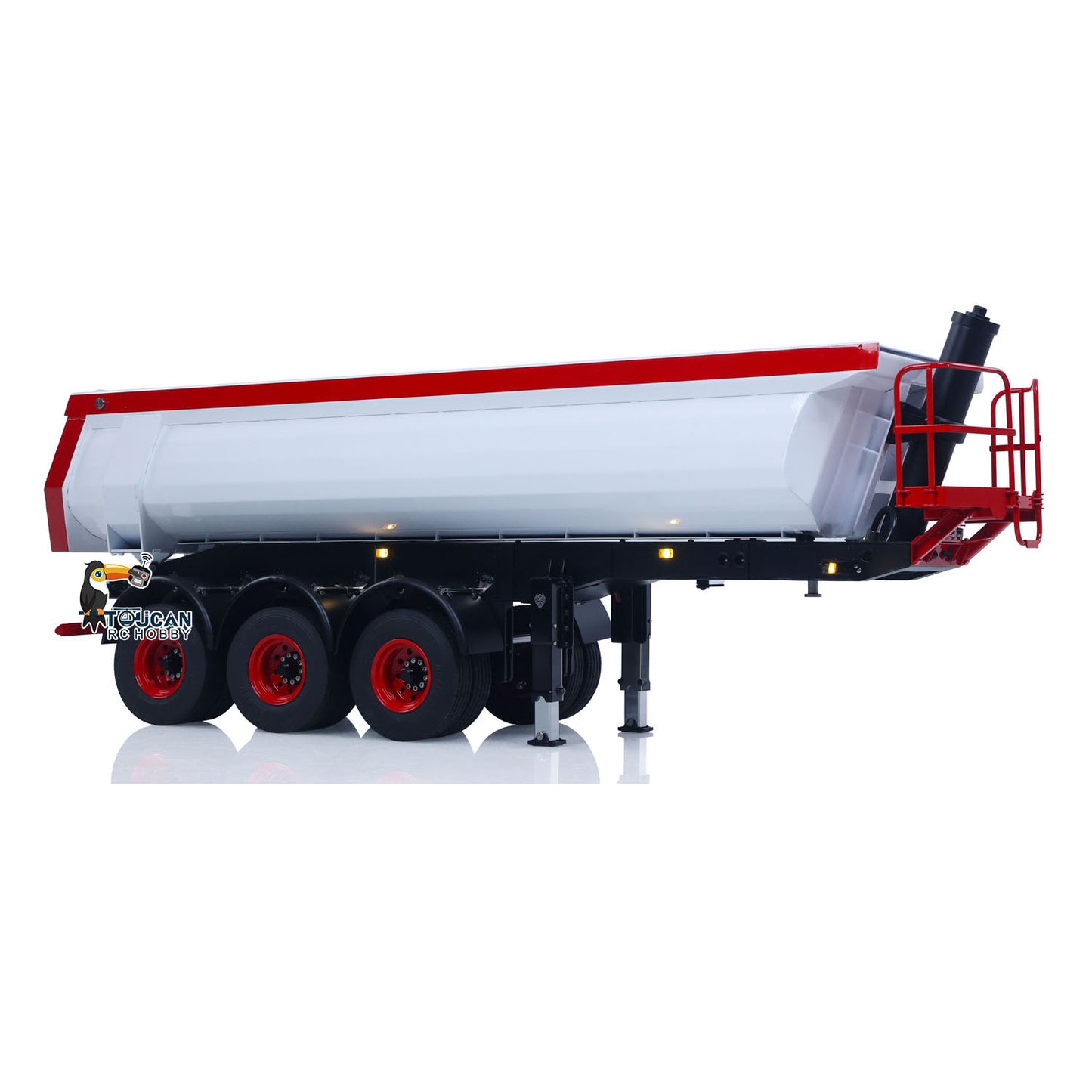 In Stock LESU Metal 3Axles 1/14 Hydraulic Dump Semi-Trailer U Shaped Bucket for DIY TAMIYA Remote Control Tractor Truck Light System