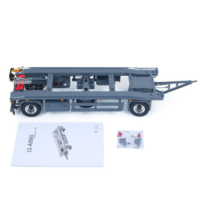 LESU A0065 1/14 Metal RC Roll Off Trailer with Front Wheel Steerable Light System for Remote Control Tractor Truck Backyard Fun