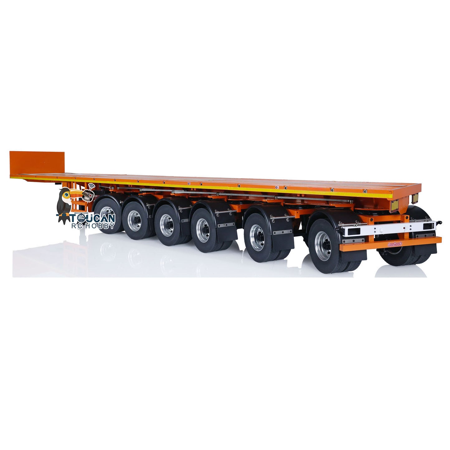 NOOXION 1/14 6 Axles Metal Flat Trailer for Remote Controlled Tractor Truck RC Electric Car Hobby Model DIY Parts