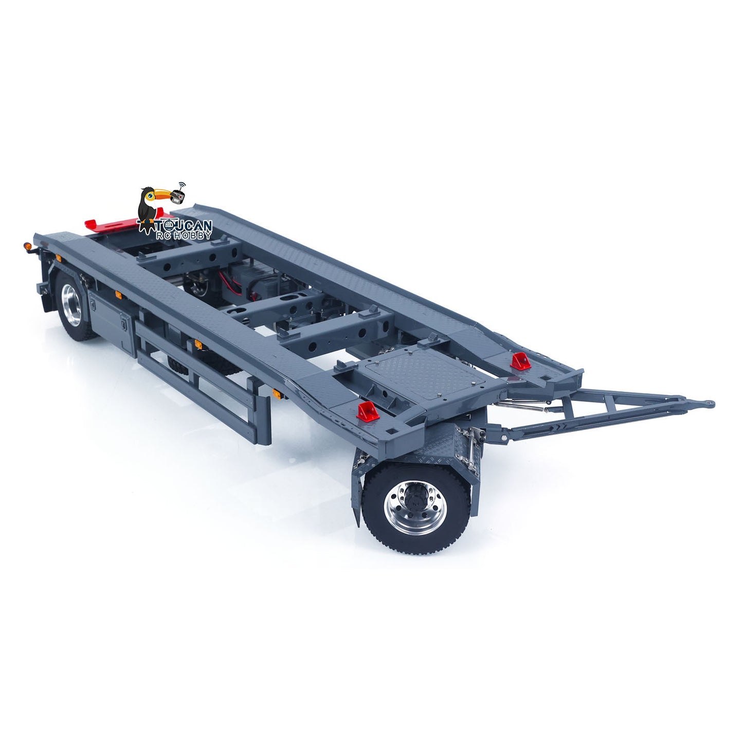 LESU A0065 1/14 Metal RC Roll Off Trailer with Front Wheel Steerable Light System for Remote Control Tractor Truck Backyard Fun