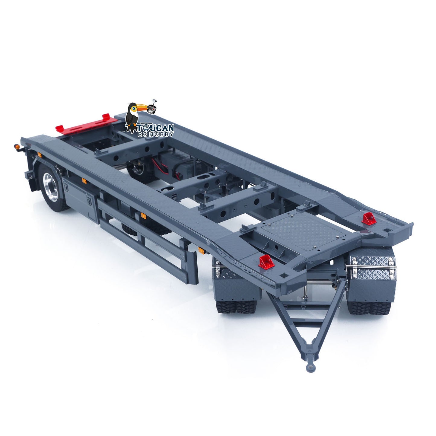 LESU A0065 1/14 Metal RC Roll Off Trailer with Front Wheel Steerable Light System for Remote Control Tractor Truck Backyard Fun