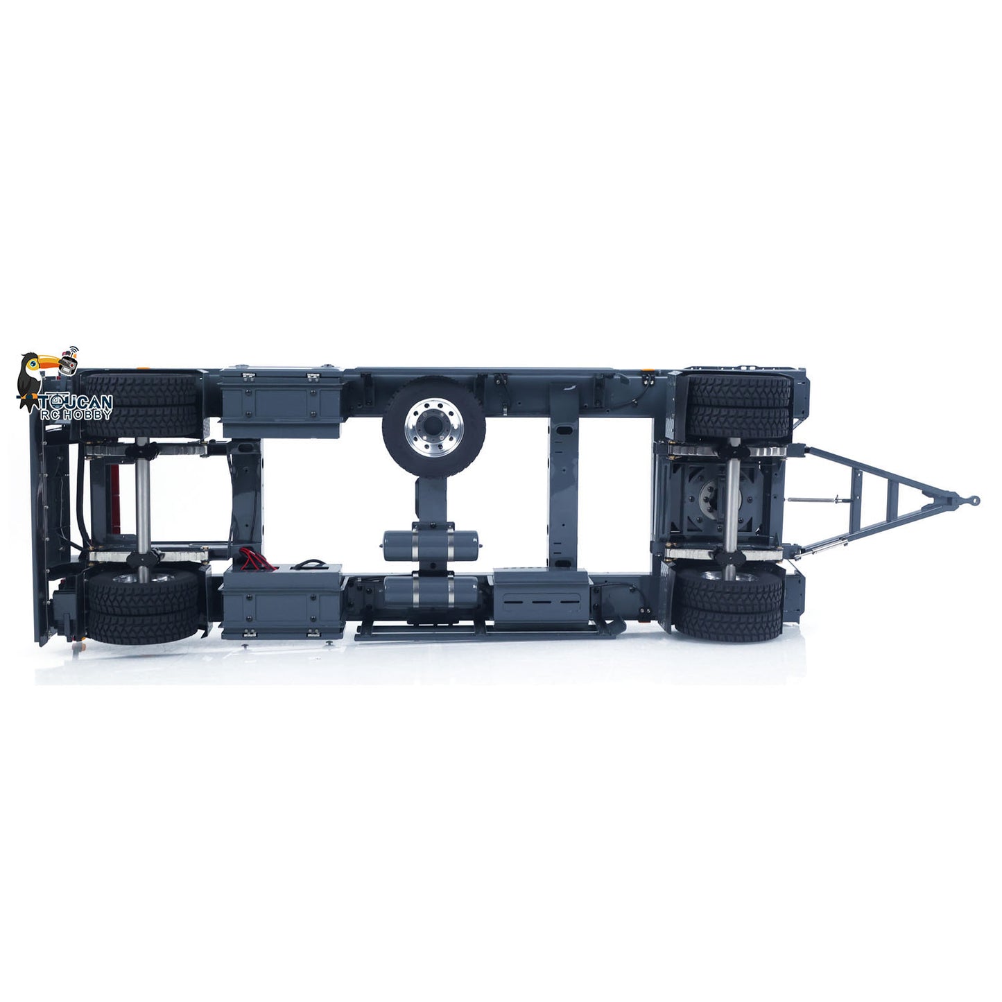 LESU A0065 1/14 Metal RC Roll Off Trailer with Front Wheel Steerable Light System for Remote Control Tractor Truck Backyard Fun
