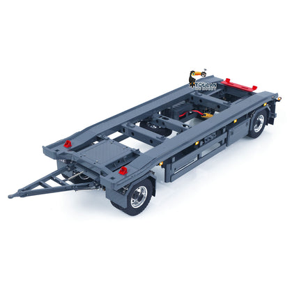 LESU A0065 1/14 Metal RC Roll Off Trailer with Front Wheel Steerable Light System for Remote Control Tractor Truck Backyard Fun