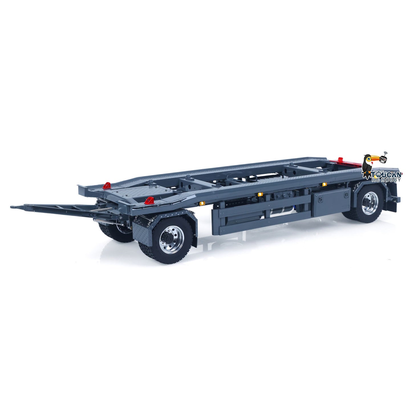 LESU A0065 1/14 Metal RC Roll Off Trailer with Front Wheel Steerable Light System for Remote Control Tractor Truck Backyard Fun