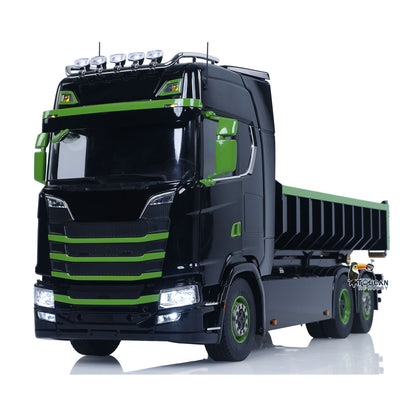 In Stock 1/14 6x6 Metal Hydraulic RC Dumper Car 770S G66 Radio Control Roll Off Full Dump Truck Standard Bucket Rear Axle Lifting 3-speed Transmission Light Sound FlySky ST8