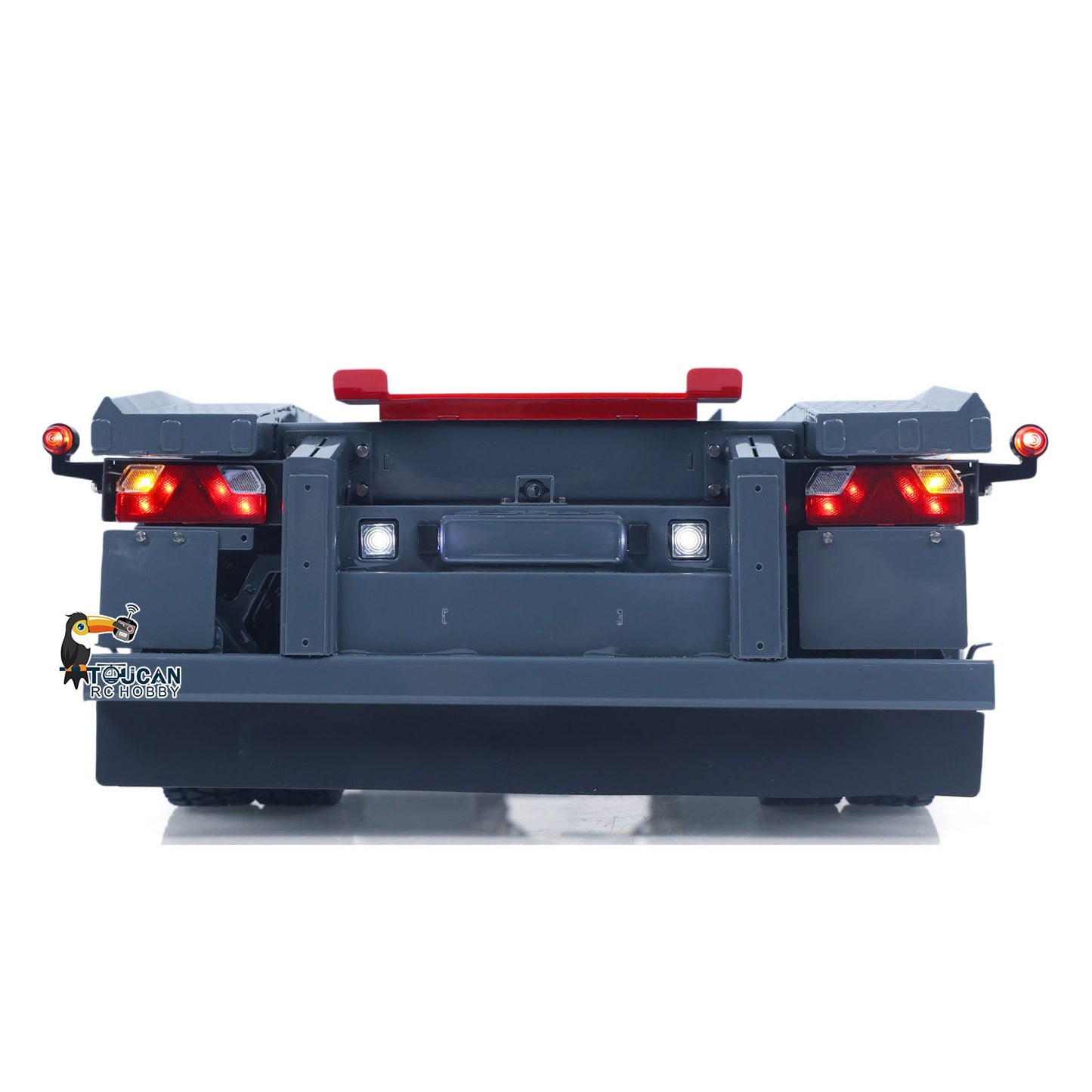 LESU A0065 1/14 Metal RC Roll Off Trailer with Front Wheel Steerable Light System for Remote Control Tractor Truck Backyard Fun