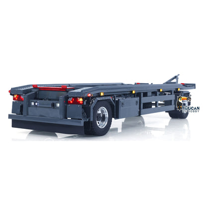 LESU A0065 1/14 Metal RC Roll Off Trailer with Front Wheel Steerable Light System for Remote Control Tractor Truck Backyard Fun
