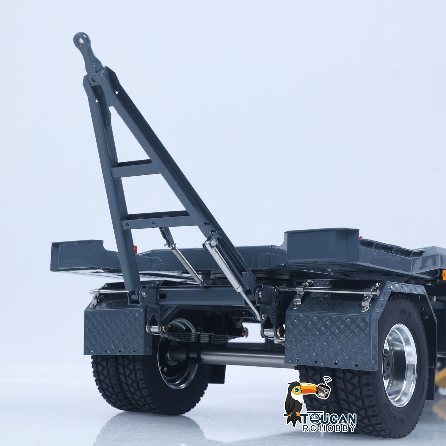 LESU A0065 1/14 Metal RC Roll Off Trailer with Front Wheel Steerable Light System for Remote Control Tractor Truck Backyard Fun