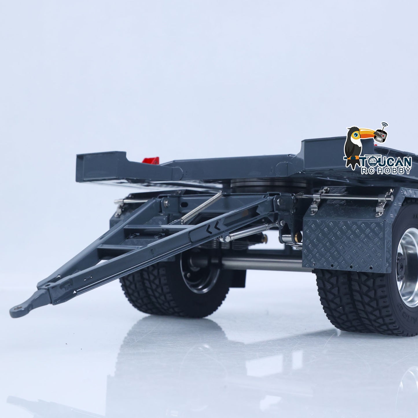 LESU A0065 1/14 Metal RC Roll Off Trailer with Front Wheel Steerable Light System for Remote Control Tractor Truck Backyard Fun