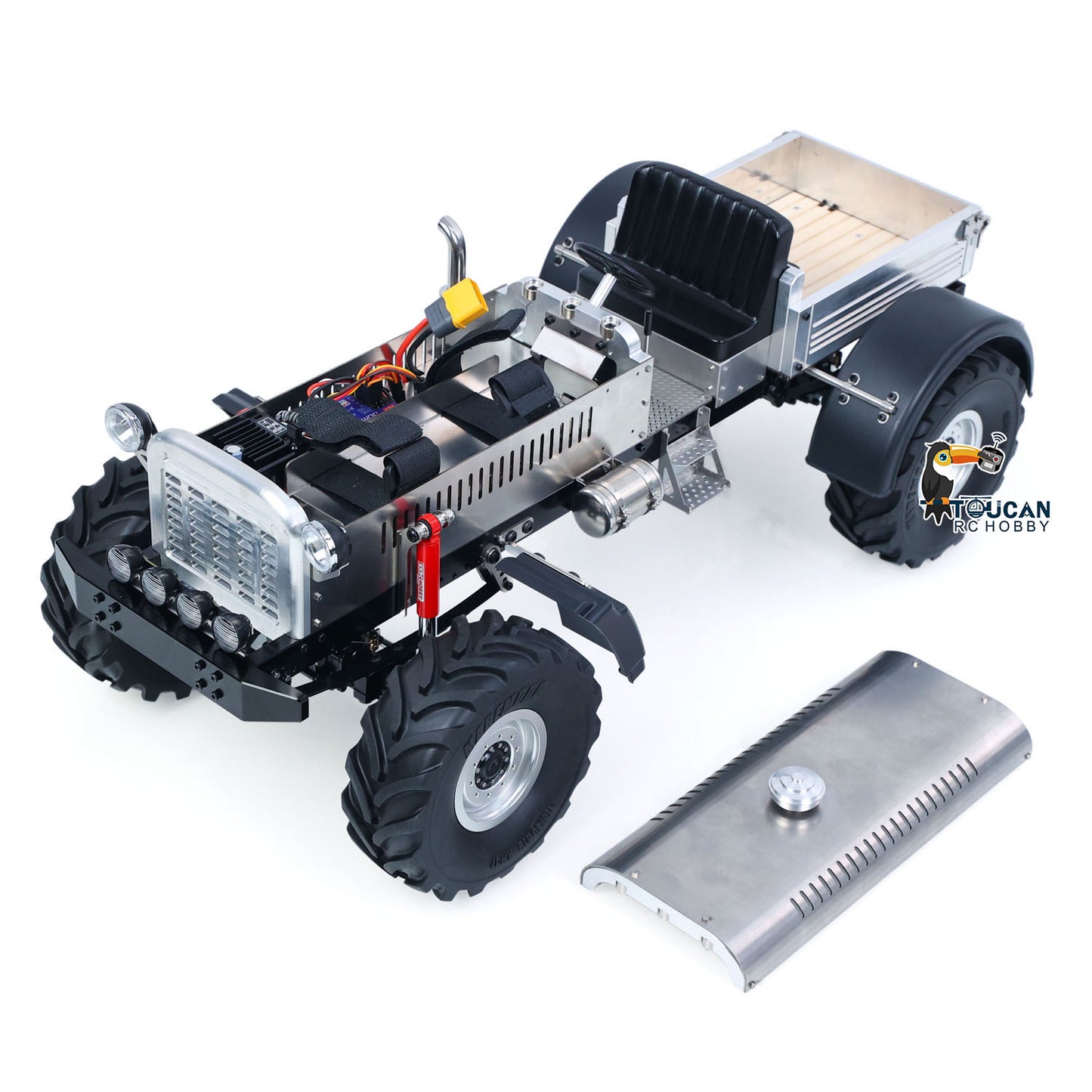 TOUCAN RC HOBBY MODO MD009 1/10 Metal 4WD RC Tractor PNP 2-Speed Transmission Axles Differential Locks Electric Winch Waterproof ESC Light System for Off-Road Model Enthusiast