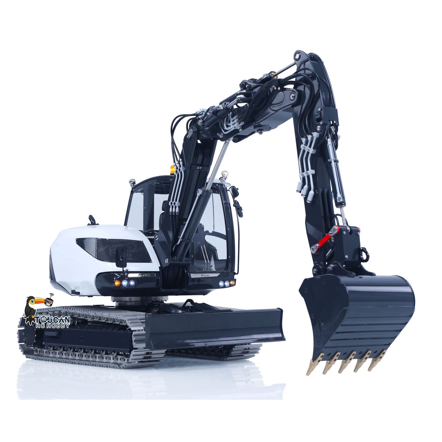 Metal LESU 1/14 RC Hydraulic Excavator MC15 CNC Shell 4 Arms Remote Control Digger 9CH Valves Dual Pumps Quick Released Coupler
