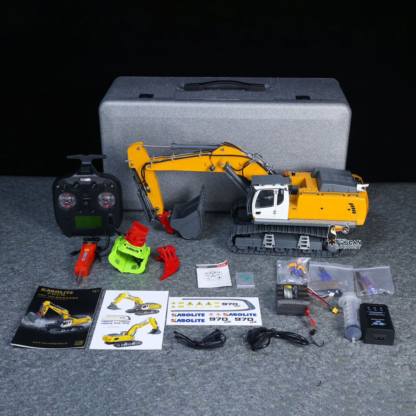US Stock KABOLITE 1/18 K962 100S Remote Control Hydraulic Excavator RC Digger Electric Claw Ripper Hammer Construction Car Machine Toys