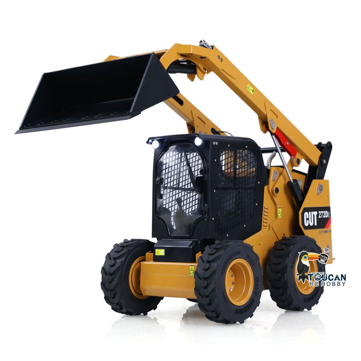 In Stock CUT RC Hobby 1/14 RC  Wheeled Skid-Steer Loader 272D2  3CH Valve Manual Quick Coupler Metal RTR